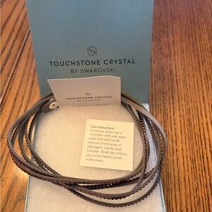 Touchstone Crystal Mauve Leather Multi-Strand Wrap Bracelet